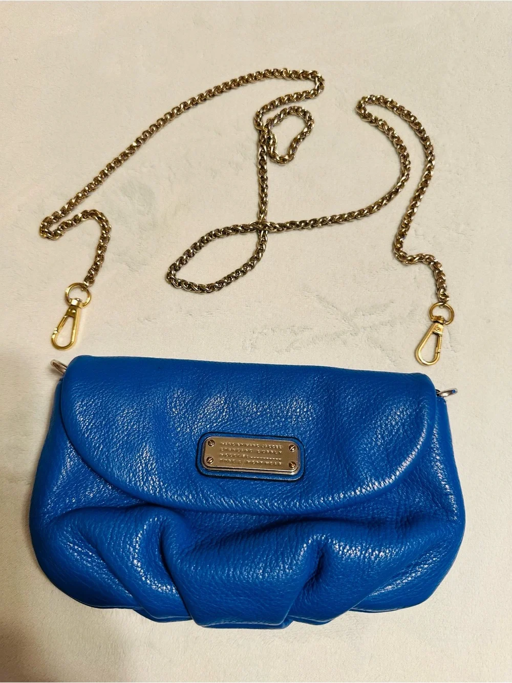 🚫 SOLD 🚫 Marc Jacobs Electric Blue Pebbled Leather Chain Crossbody